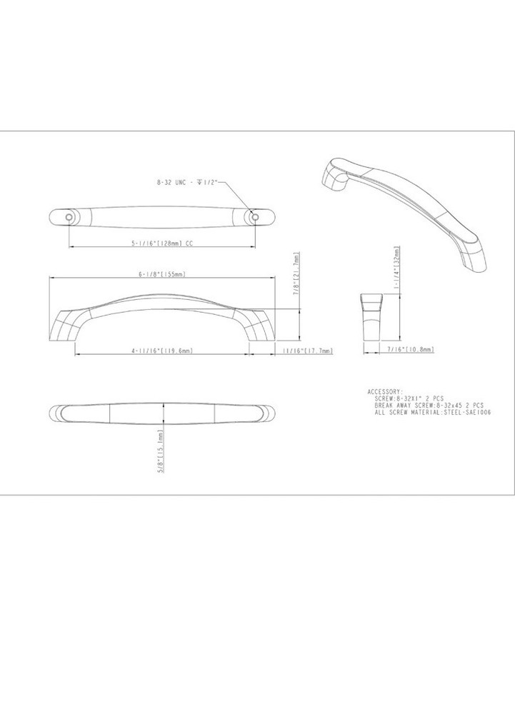 Hardware Resources Window Handle White with Screws, Single Pack, MPN 993-128PC