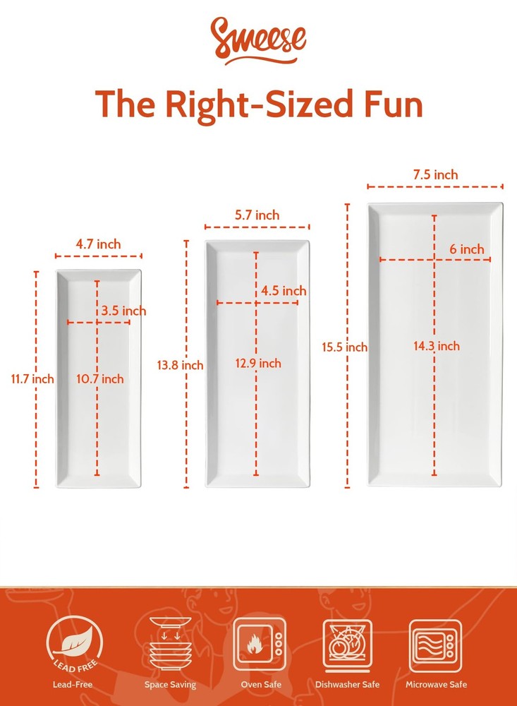 Porcelain Serving Platters 2 Pack White Rectangular High Grade Professional