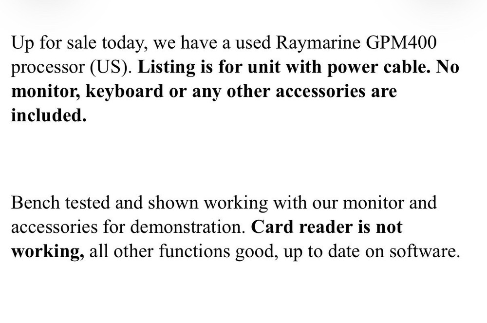 Raymarine G-Series Black Box Processor GPM400 E02042 - Card Reader Not Working