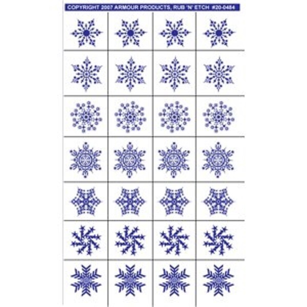 Armour Rub 'n' Etch Glass Etching Stencil  ~ Snow flakes