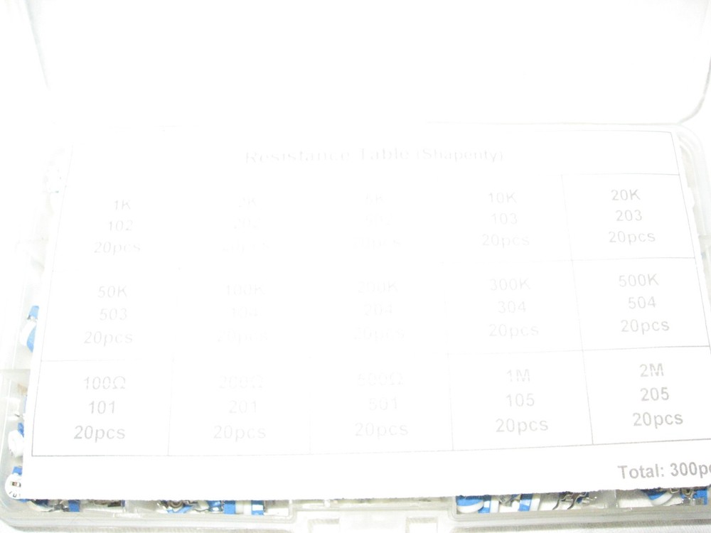 300 Pieces 15 Different Values Variable Resistor Assortment
