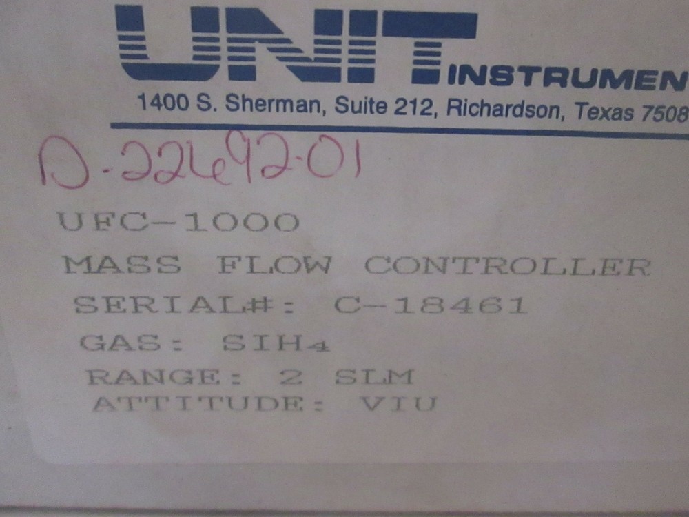 Unit UFC-1000 Mass Flow Controller SIH4, 2 SLM, New