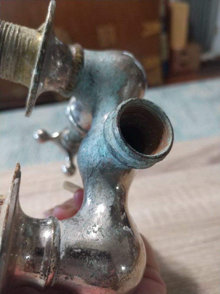 Vintage Hot & Cold faucet, knobs. White ceramic, metal
