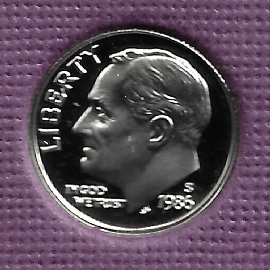 1986-S PROOF ROOSEVELT DIME
