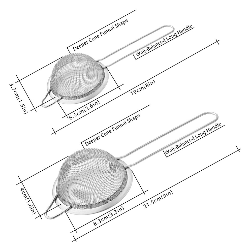 2 Pack Fine Mesh Strainers Mini Stainless Steel Kitchen Strainer NEW