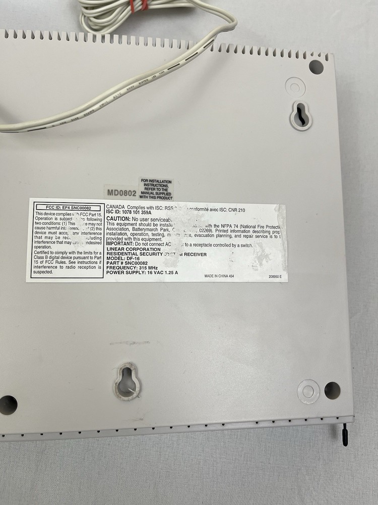 Linear SSD Security Residential Security System Receiver Hub Model DF-16 Tested