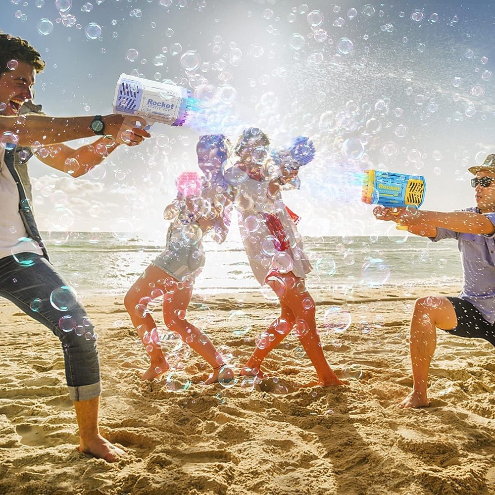Automatic Bubble Maker Gun 69 Hole Bubble Machine Gun with Colorful Lights