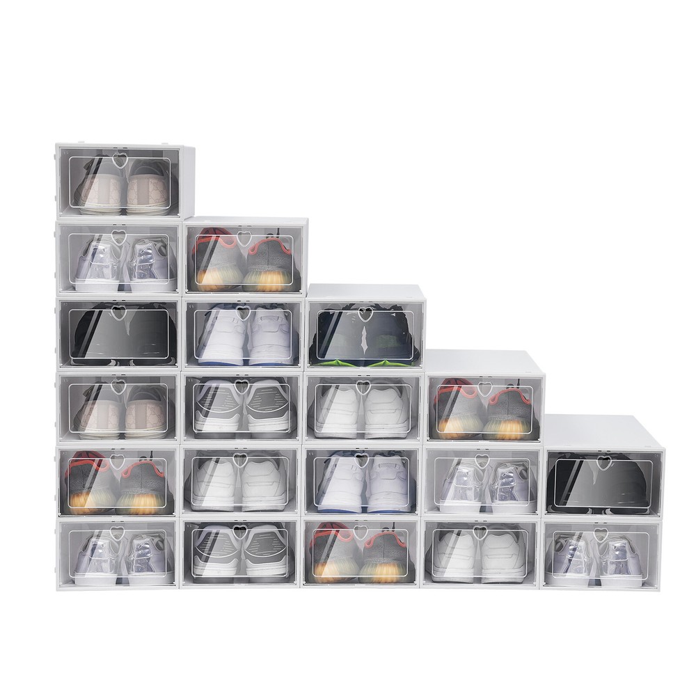 20 Pcs Foldable Shoe Storage Box Case Sneaker Container Stackable Organizer NEW