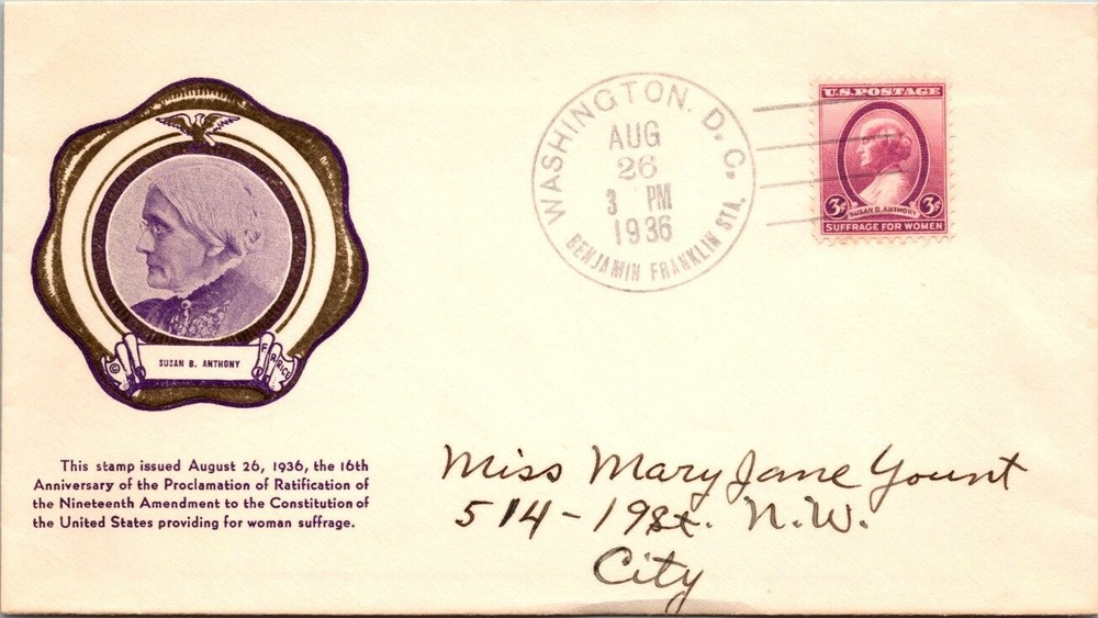 FDC 1936 SC #784 Rice Cachet - DC Cancel - Single - F62090