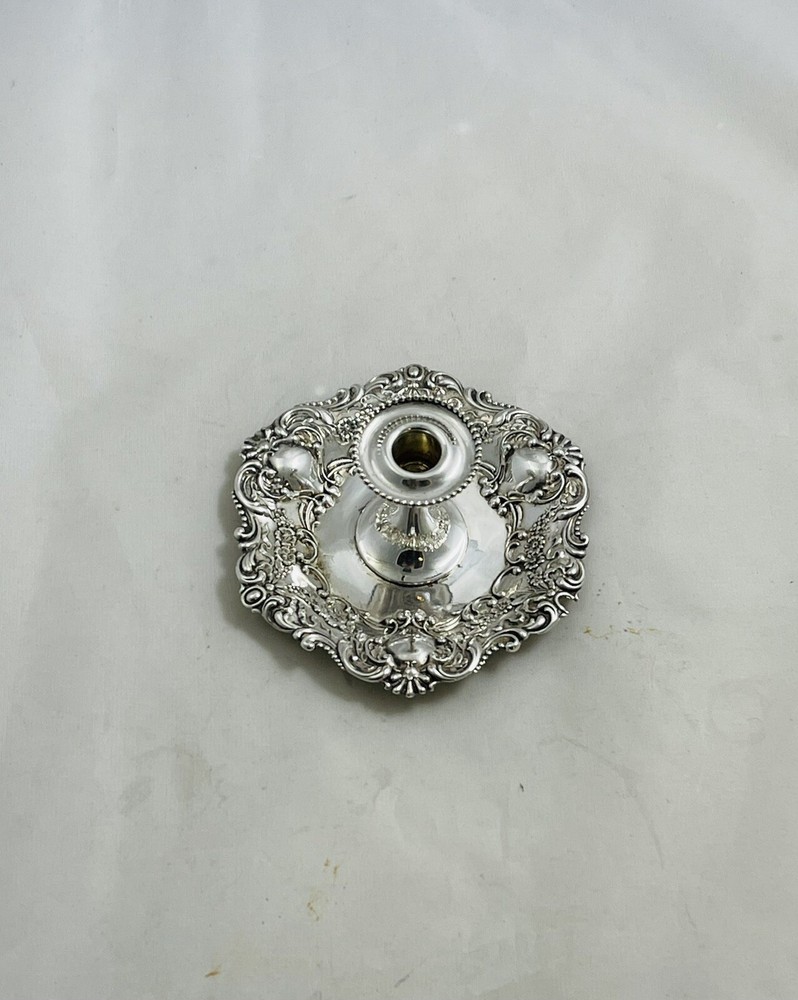 Antique Sterling Silver Repousse Chamberstick #433