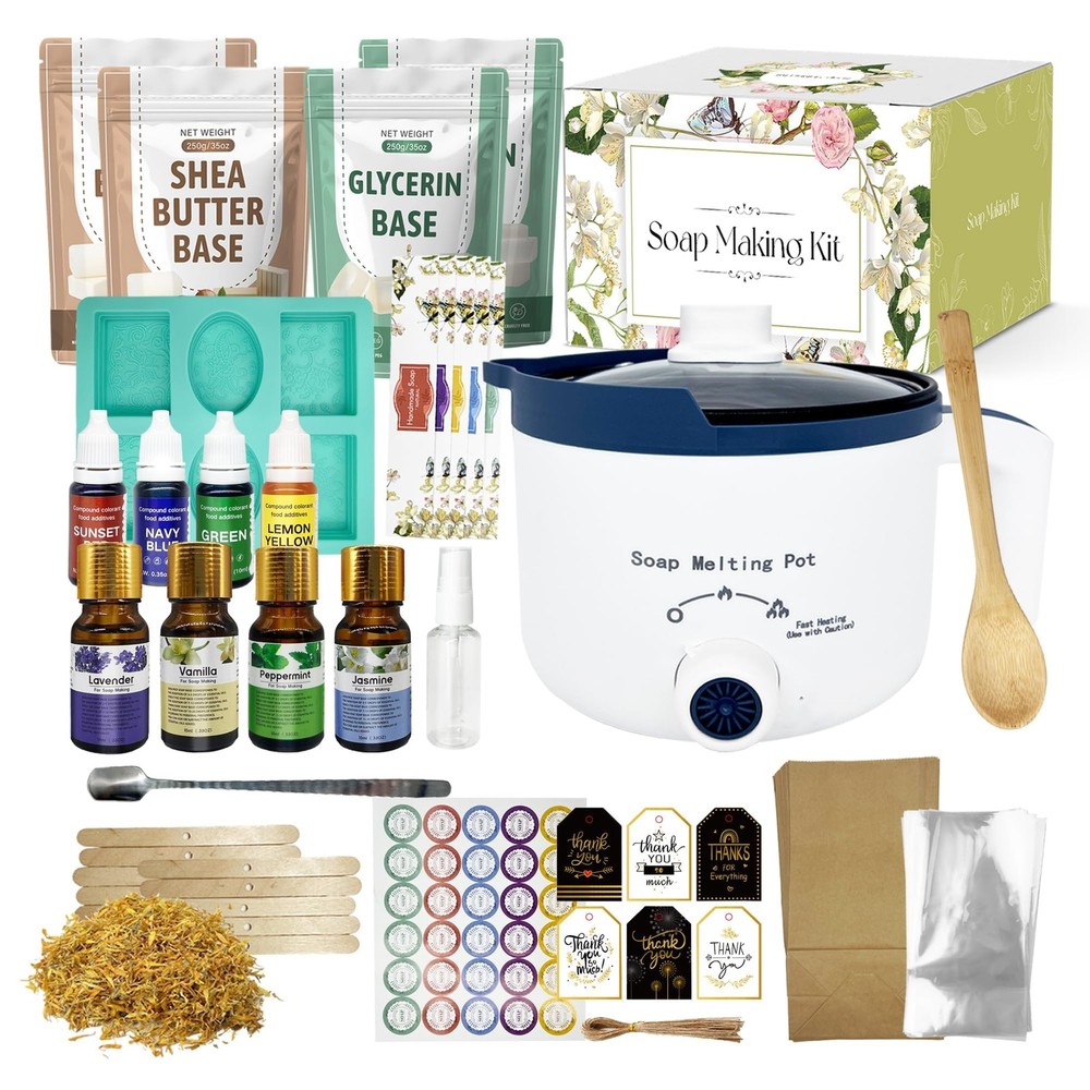 Soap Making Kit Including Soap Melter, 2lbs Soap Base, Silicone Molds & Scrap...
