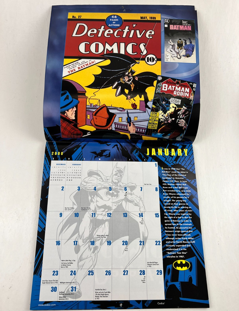 2000 Batman Calendar, DC Comics, No Marks 12"x12"