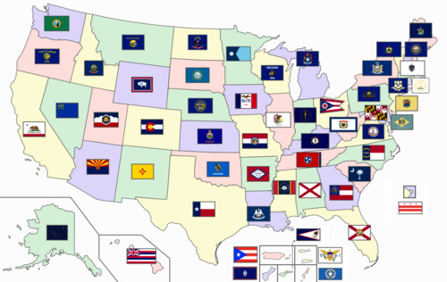 USA  state flags lanyard keychan id holders