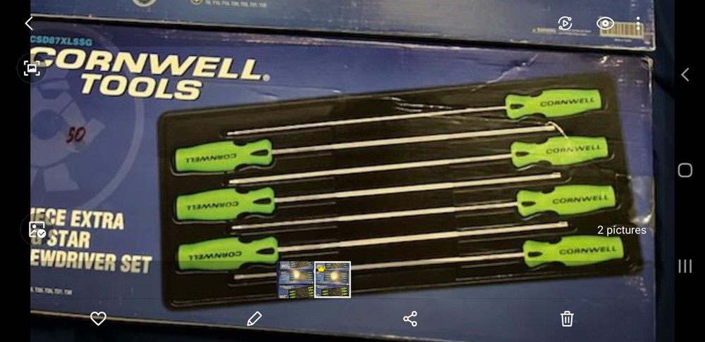 Cornwell Tools 7 Piece Extra Long Star Screwdriver Set Green
