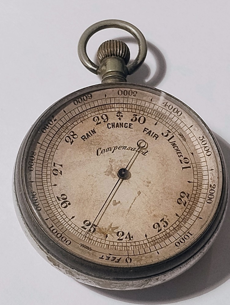 Pocketwatch Barometer Compensated Silver Tone