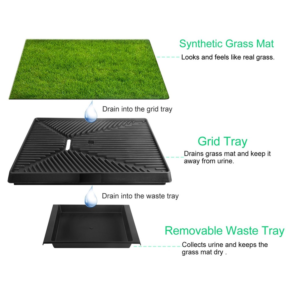 3-Layer Pet Potty Trainer Grass Mat Dog Training Pee Patch Pad Portable Toilet