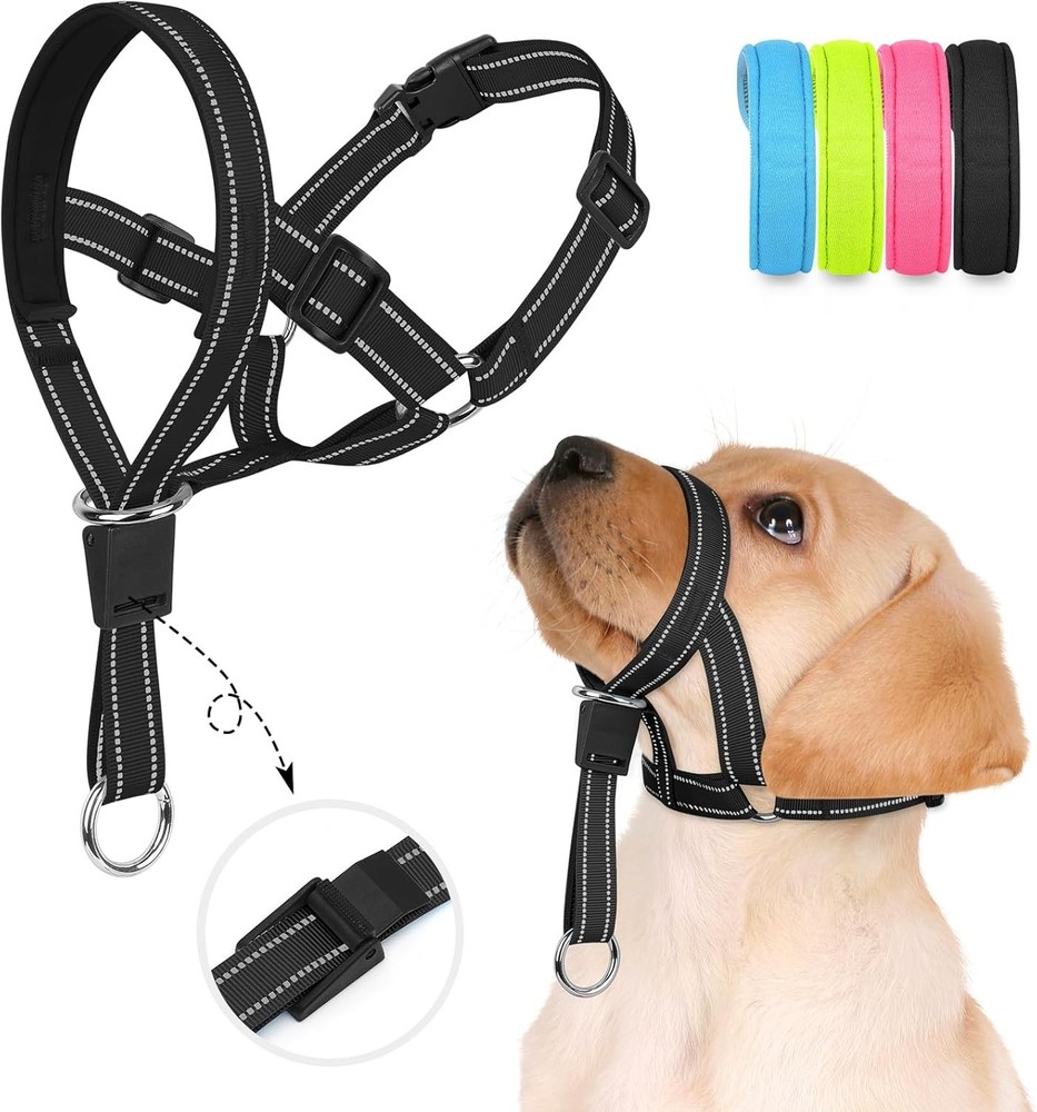 No-Pull Dog Head Halter Adjustable Padded Nose Ring Reflective Safety Training