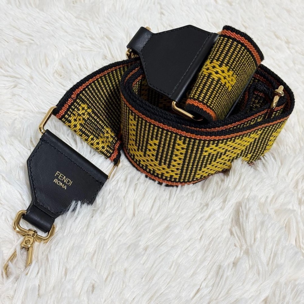 Fendi Strap You Shoulder Strap Multicolor Logo Leather Canvas