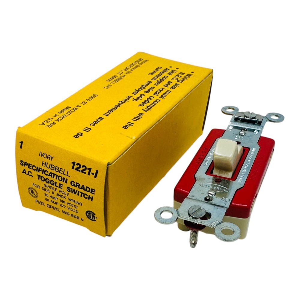 HUBBELL 1221-1 SPECIFICATION GRADE AC TOGGLE SWITCH NEW IN BOX