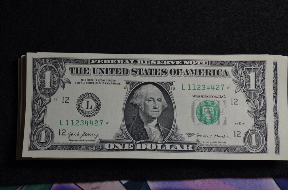 STAR NOTE 2017 UNCIRCULATED SAN FRANCISCO L SERIES ONE DOLLAR BILL