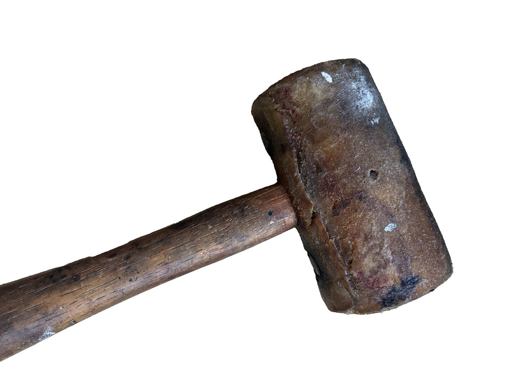 Vintage Rolled Rawhide Mallet Hammer Soft Hit Hammer Old Tool Leather Worker