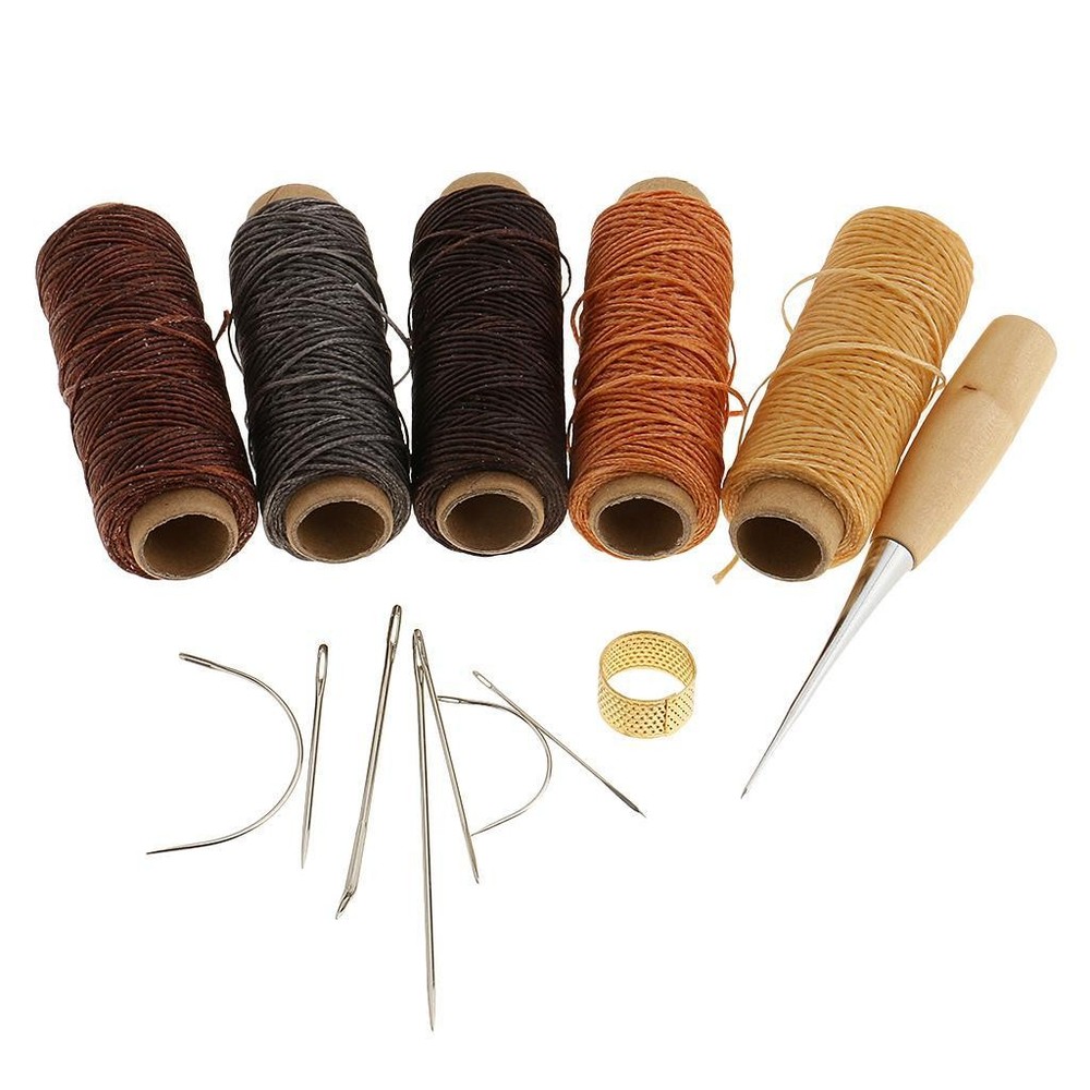 14pcs/Set Curved Hand Sewing  Waxed Thread Awl for