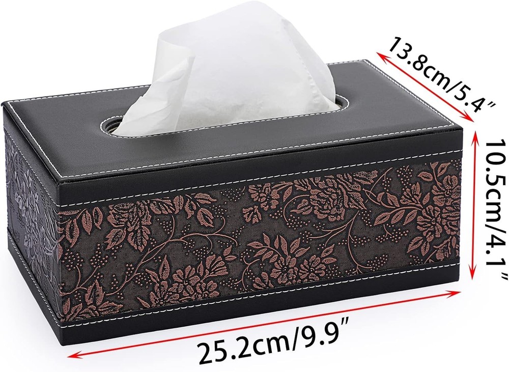 Rectangular Tissue Holder with Magnetic Closure - High-Quality Faux Leather