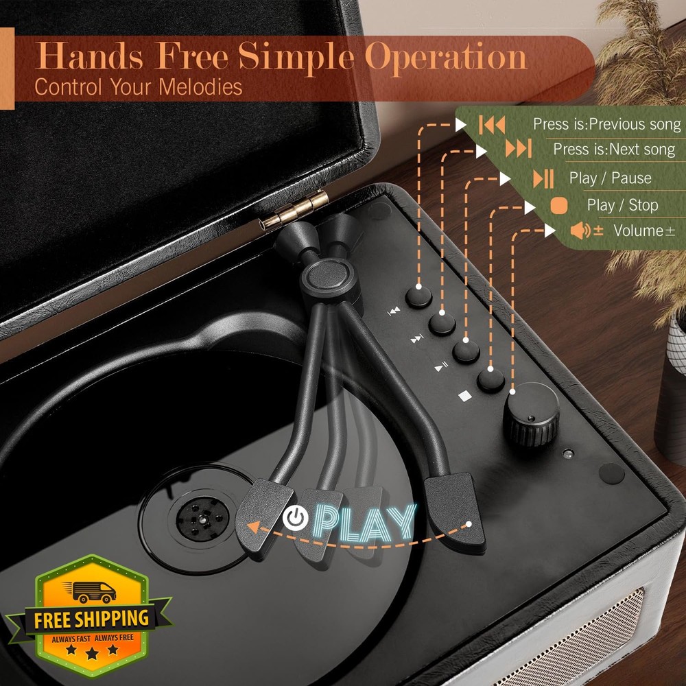 RetroBeat Time Portable Music Box, CD Bluetooth Transmitter, Black