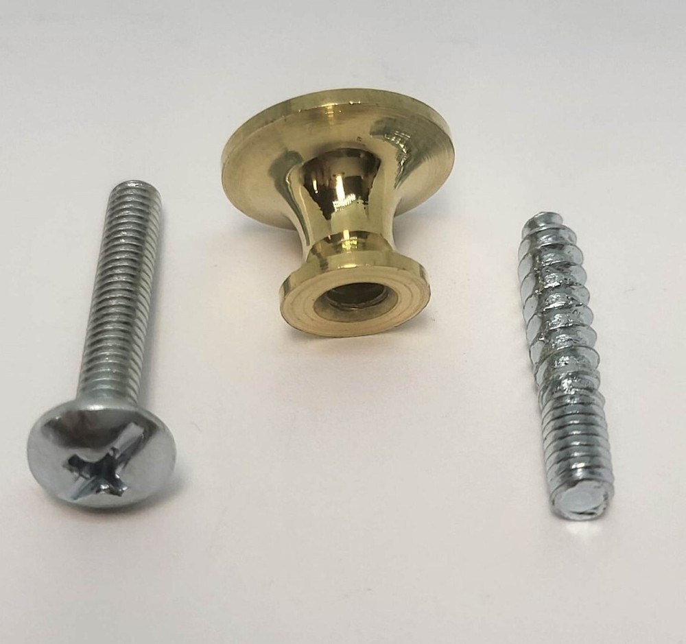 5/8" Polished Turned Solid Brass BOOKCASE Knob desk small cabinet drawer pull