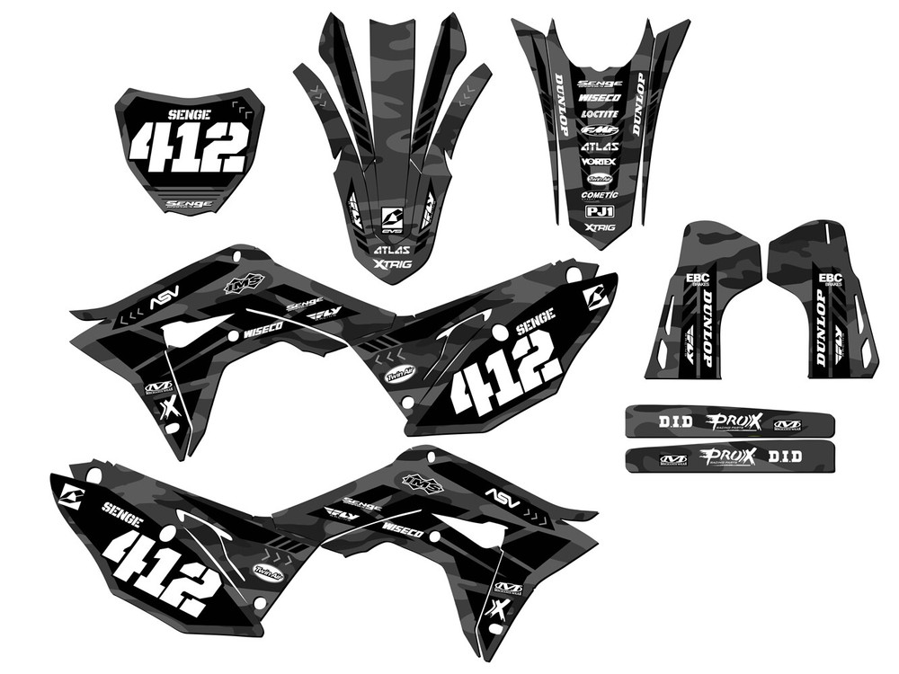 2019-2020 CRF 450 R APACHE Grey Senge Graphics Kit Compatible with Honda