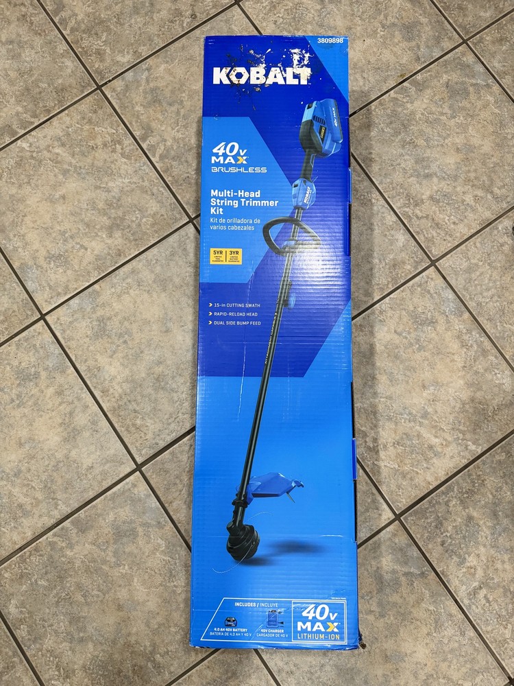 Kobalt 3809898 40V Max Brushless Multi-Head String Trimmer Kit 15-in Cutting