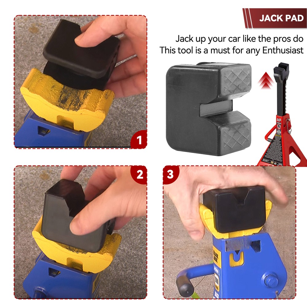 2X Jack Stand Pad Adapter Block Jacking Point Pinch Weld Side Universal Rubber