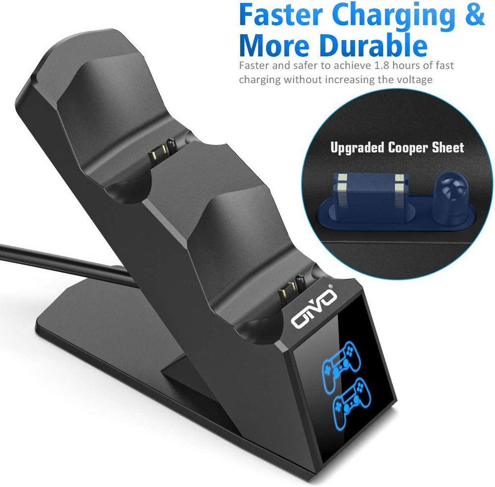 For PS4 Controller Charging Dock Dual Station Fast Charge with LED Indicator