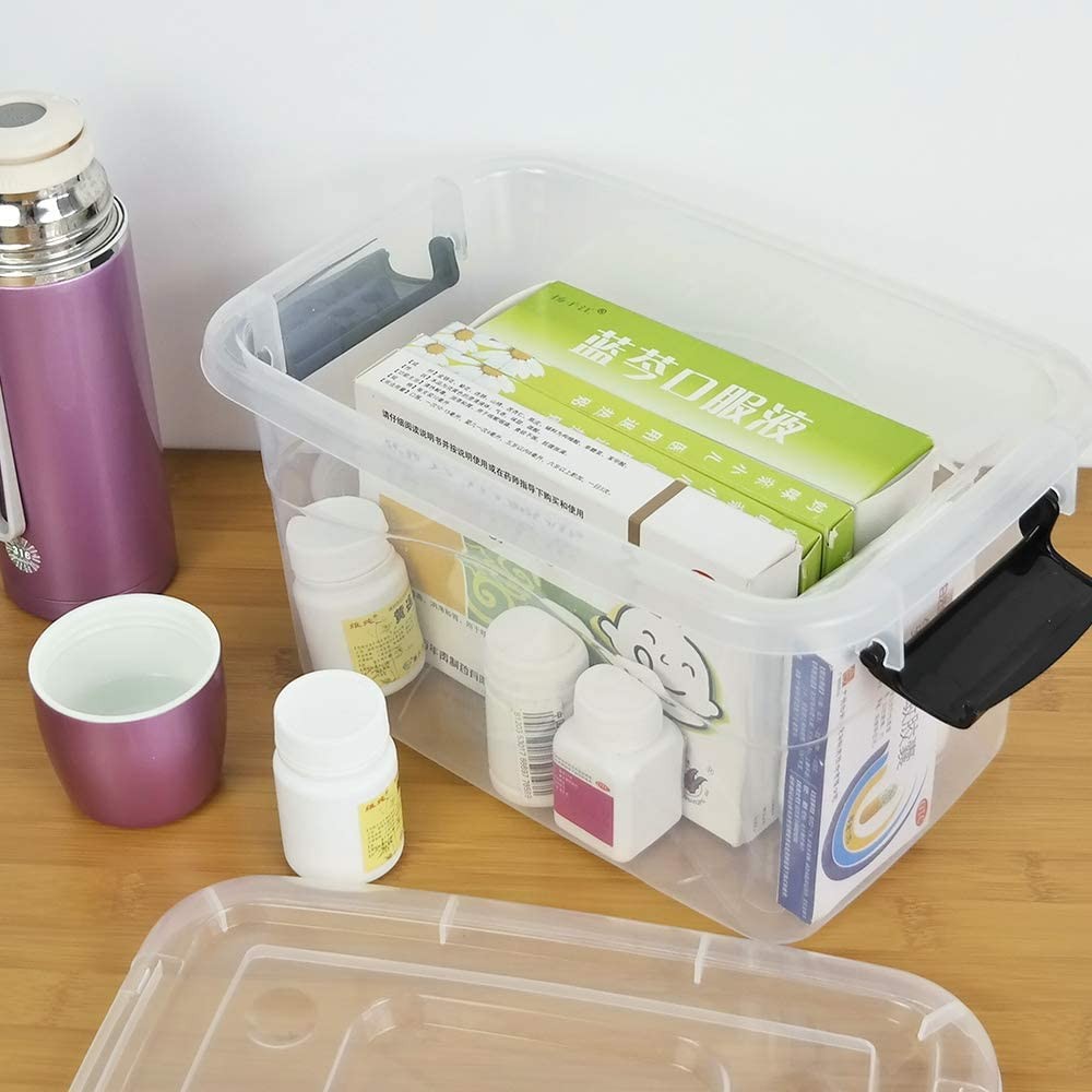 5.5 Quart Clear Small Plastic Storage Box, Latch Storage Bin, 6 Packs