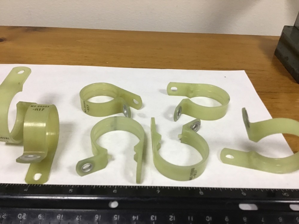 Qty (8) 1 1/8" Mil Spec Plastic Loop Clamps, MS25281 R17