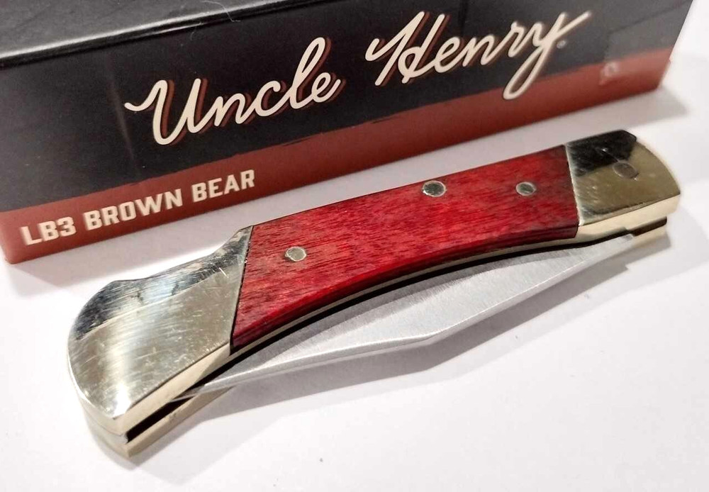 Schrade Old Timer Uncle Henry Brown Bear Lockback Folding Pocket Knife New LB3