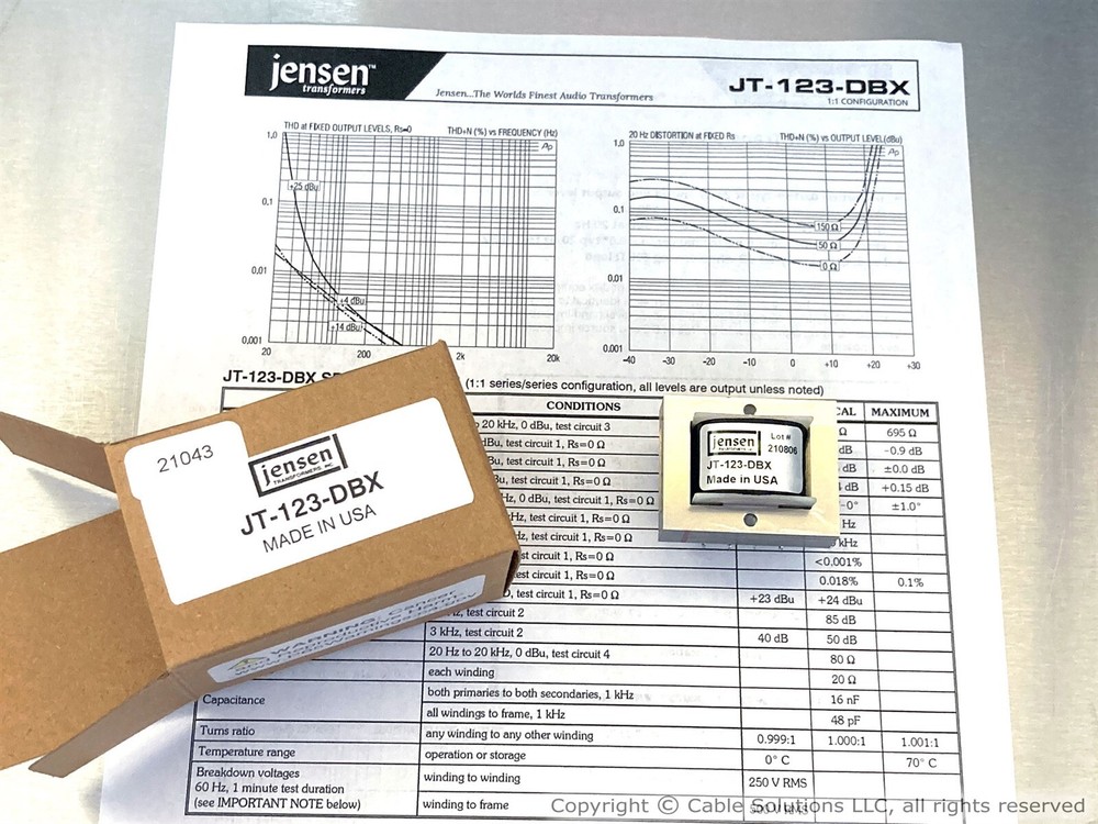 Line Audio Output Transformer Jensen Transformers JT-123-DBX