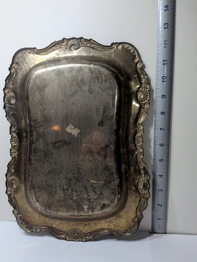 ✨VINTAGE✨ Silverplate Raised Scroll Design Raised Tray Platter