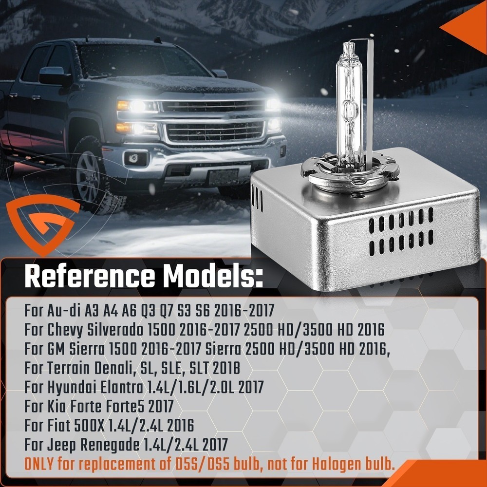 2X D5S Xenon Headlight HID Bulb For Chevy Silverado GM Sierra 1500 2016 2017