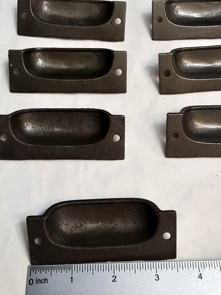 VICTORIAN IRON BIN DRAWER PULLS CABINET HARDWARE 7 ORIGINAL DECORATIVE HANDLES