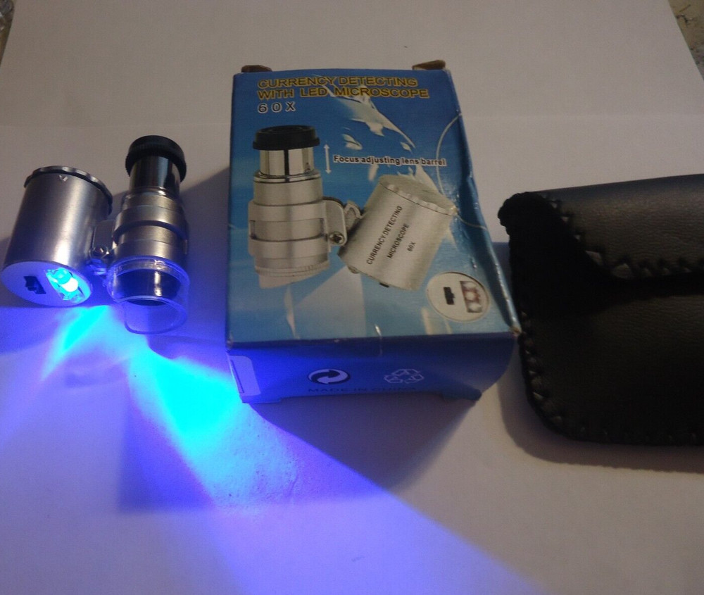 1- 60x microscope blue light white light  with cases pocket size #lot4