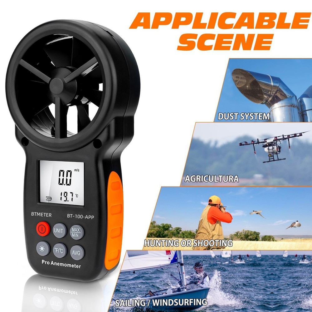 BTMETER Digital Handheld Wind Speed Meter for Wind Chill, Air Velocity Bluetooth