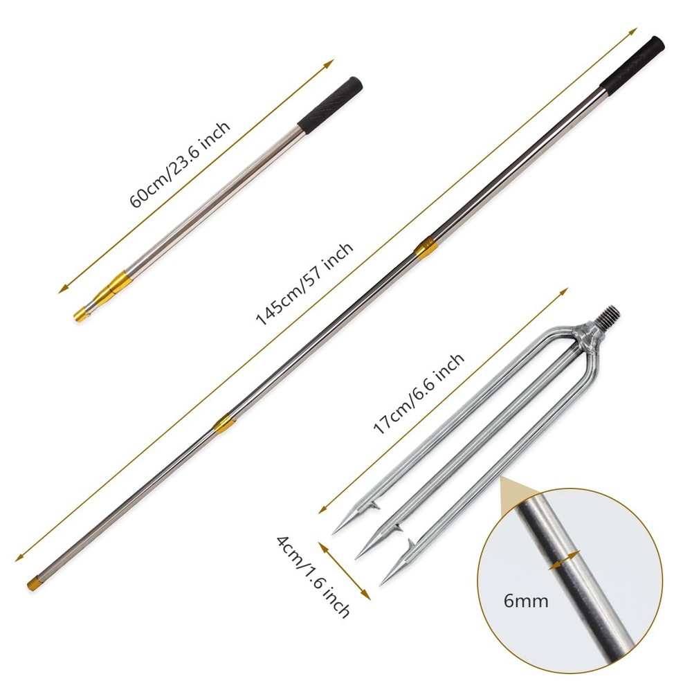 Dutiplus Telescopic Fish Gaff with Replaceable 3-Tooth Harpoon, 55" Stainless St