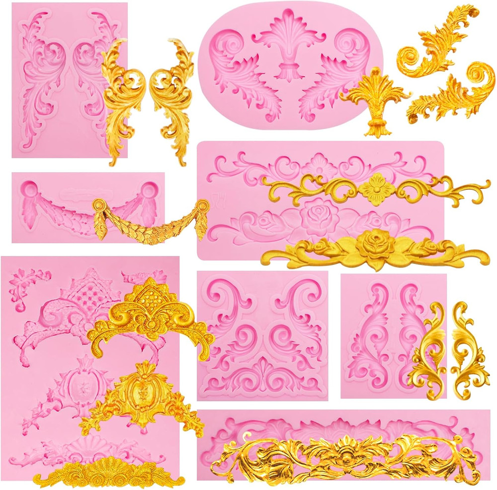 Baroque Scroll Pattern Silicone Craft Molds Border Decorative Silicone Moulds fo
