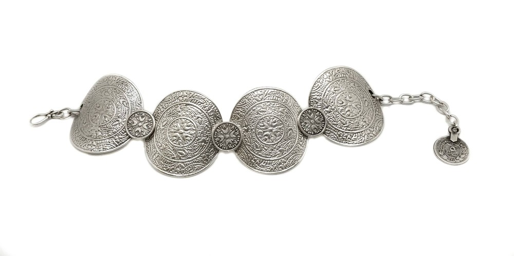 Handmade Pewter Egyptian Disc Bracelet