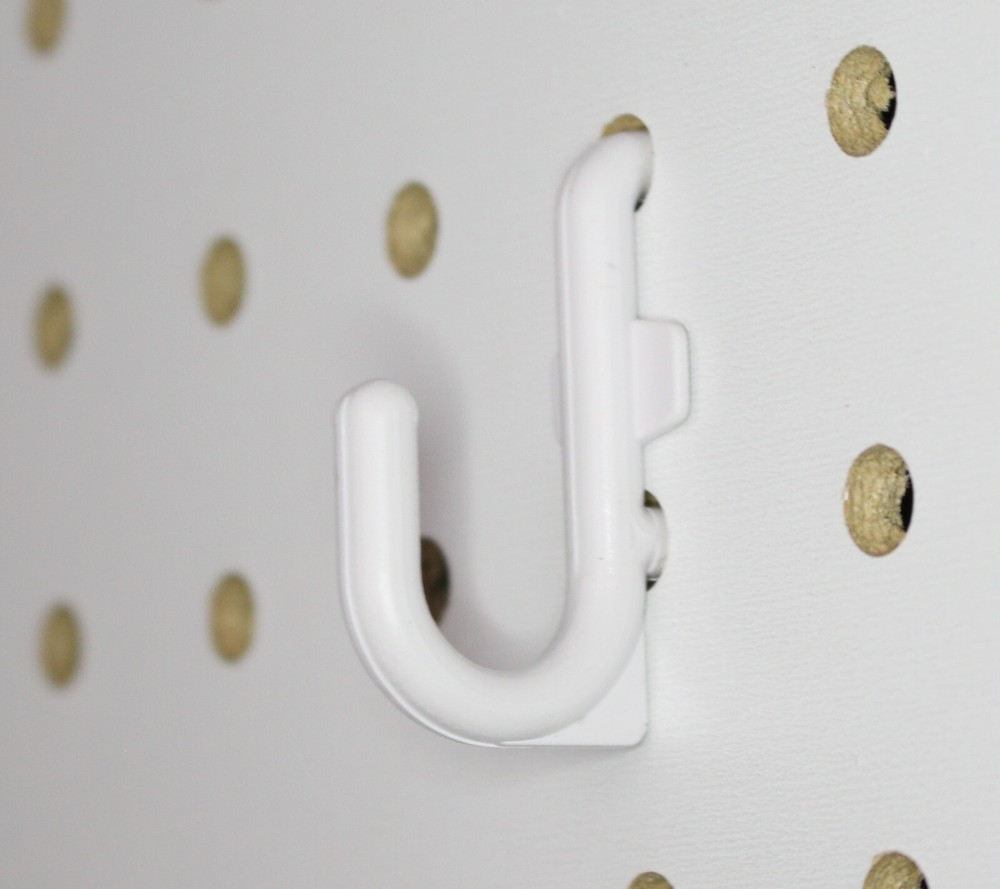 Plastic White J Hook Peg Board Hook Kit Tool Storage Craft Hooks Pick A Pack