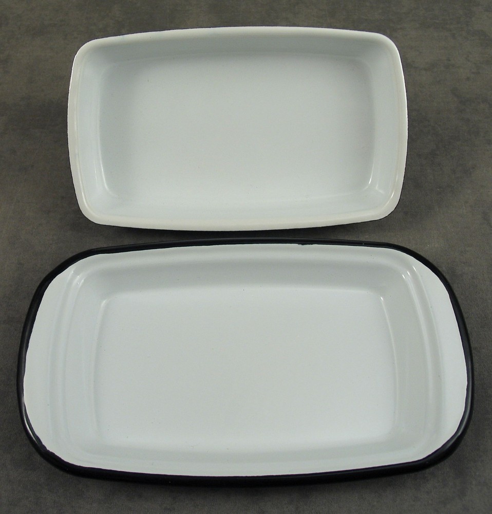 WHITE ENAMEL BUTTER DISH for Stick Butter ENAMELWARE