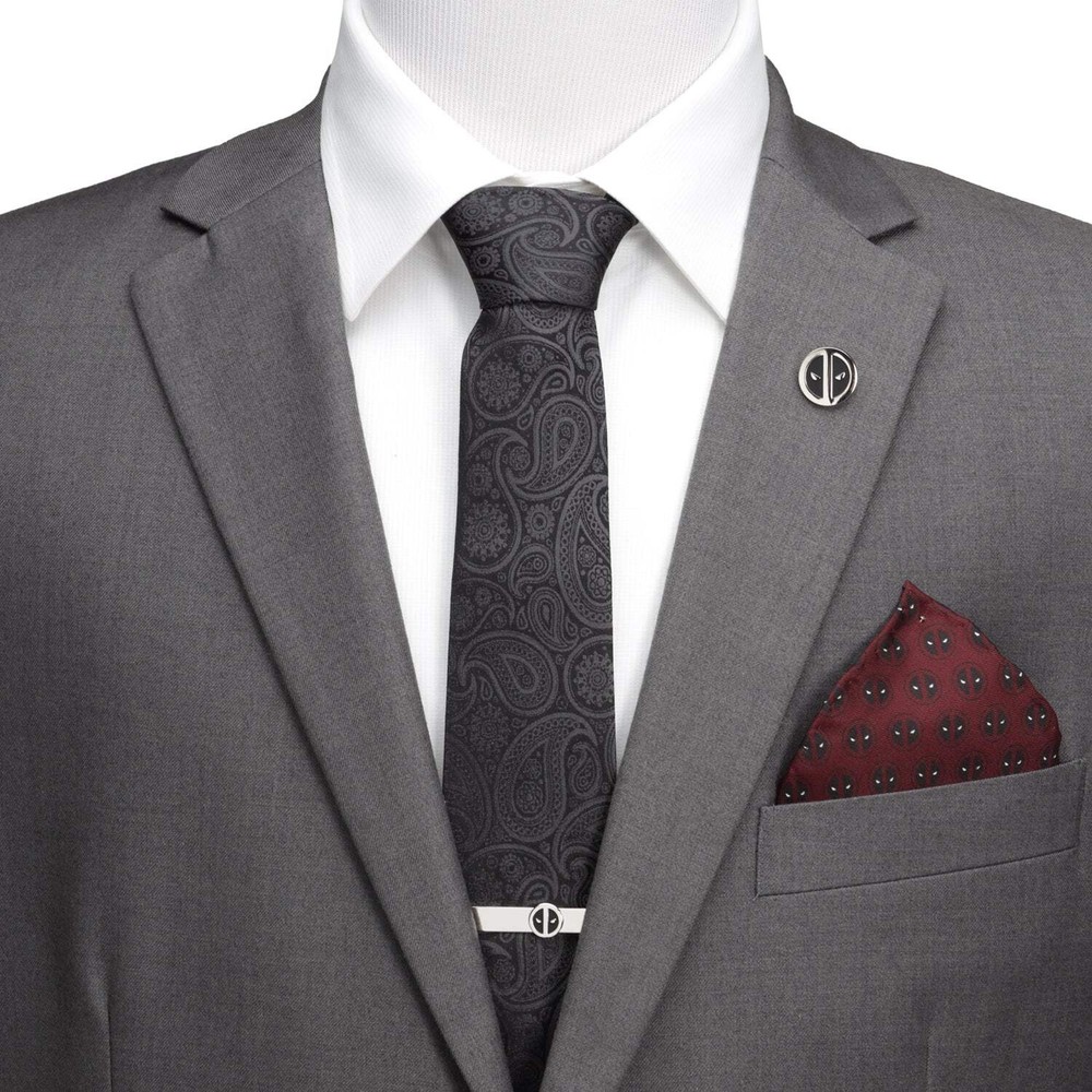 Marvel Deadpool Hidden Paisley Black Silk Men's Tie