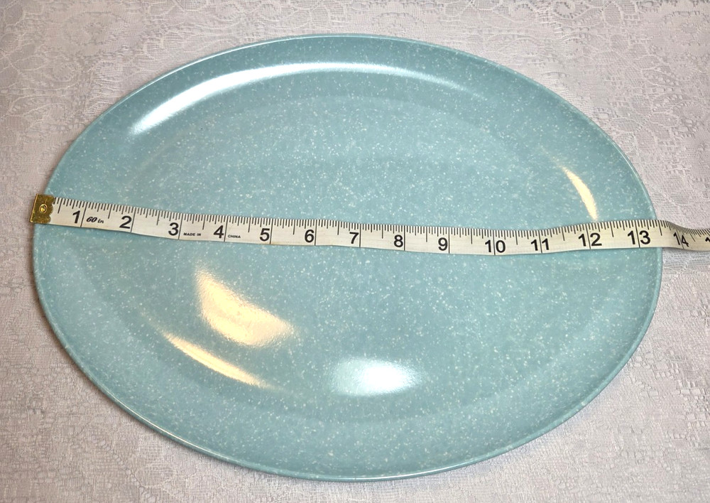 MCM Robin Egg Blue Speckleware Melamine 9-3/4" x 13" Serving Platter