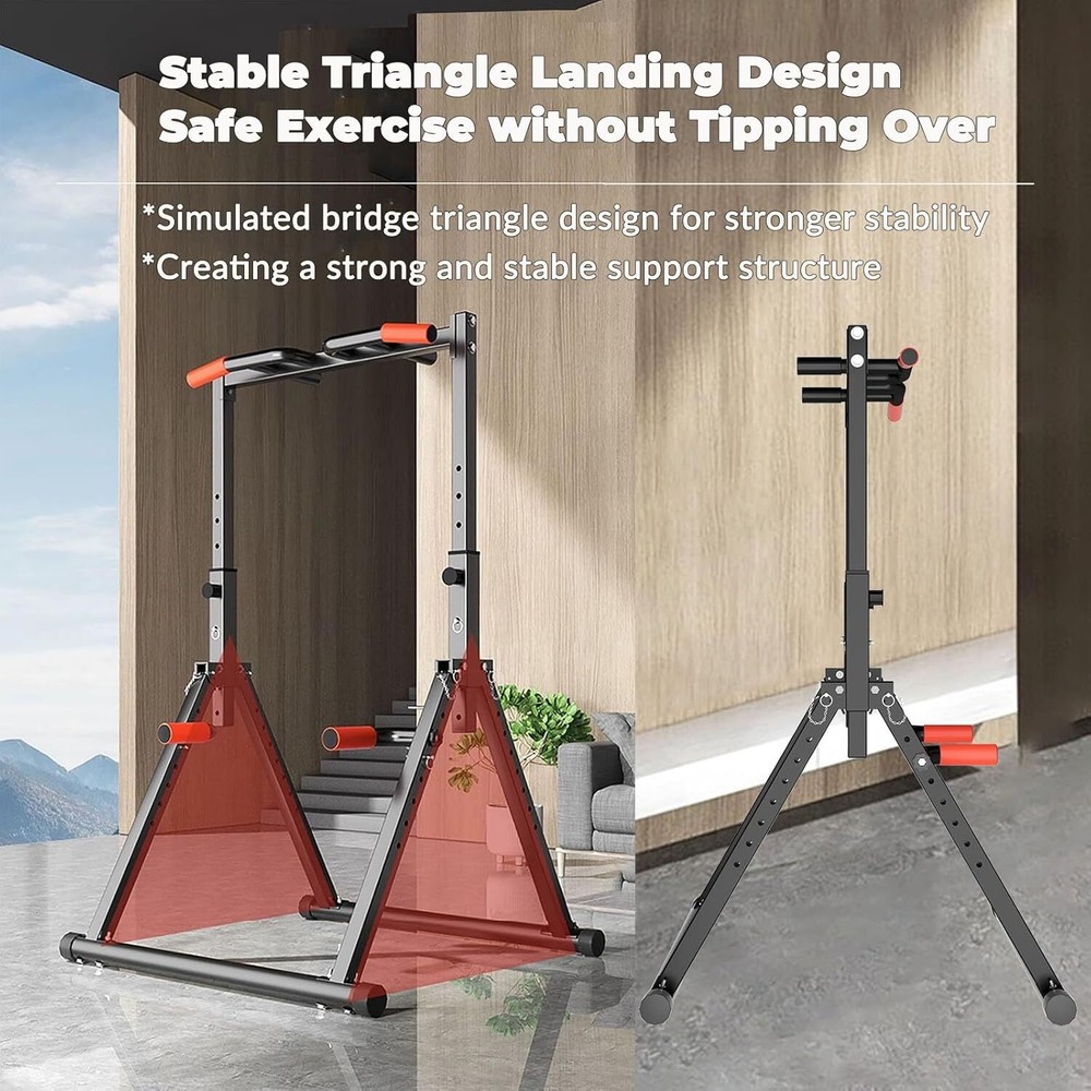 Foldable Power Tower Dip Station Pull Up Bar Station Adjustable Multifunction